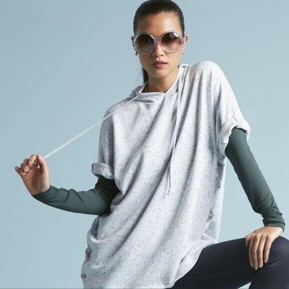 Cabi 3473 In Stitches Pullover Sweater Hooded Speckle Heather Grey L - Picture 1 of 9